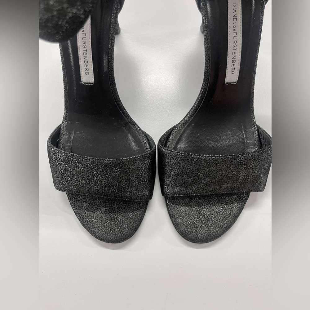 Diane Von Furstenberg Black glittery sparkly heels - Picture 4 of 9